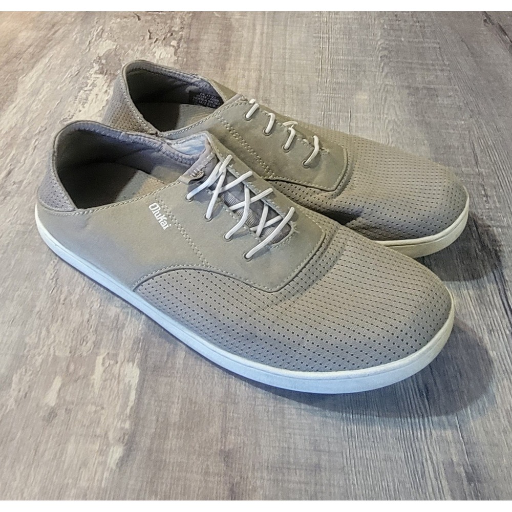 OluKai Nohea Moku Mens Gray Textile Boat Shoes Sneakers 10283-1020 Size 12